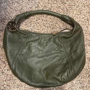 Michael Kors Dark Green Leather Hobo Bag